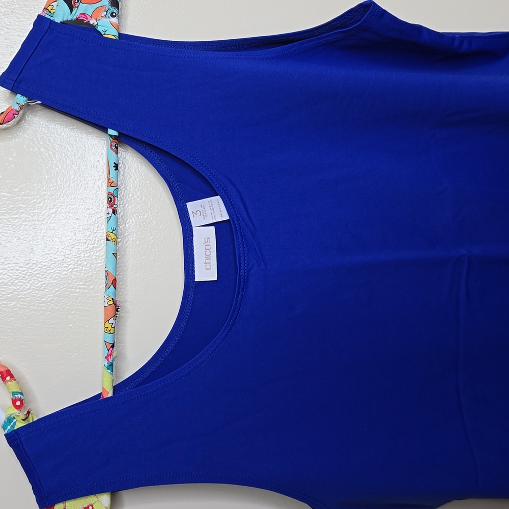 Chico's Royal Blue Stretch Sleeveless Tank Top / Shell Size 3 - Picture 2 of 8